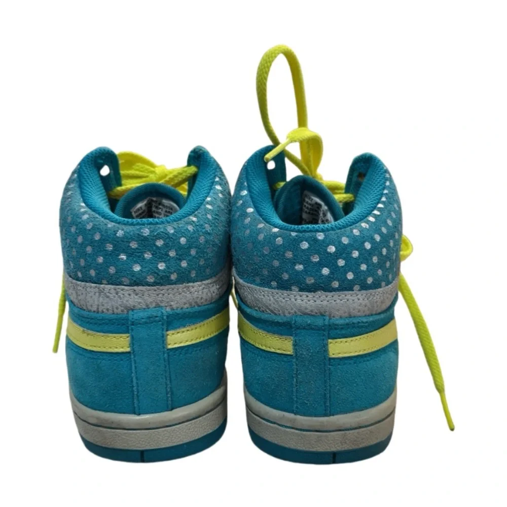 Nike Dunk High GS Polka Dot Teal Neon Yellow Volt Sneakers Youth Size 6Y